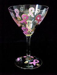Pretty in Pink Design - Hand Painted - Martini - 7.5 oz.pretty 