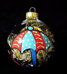 Raindrops & Rainbows Design - Hand Painted - Heavy Glass Ornament - 3.25 inch diameterraindrops 