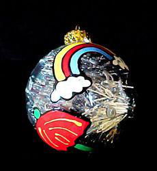 Raindrops & Rainbows Design - Hand Painted - Heavy Glass Ornament - 2.75 inch diameterraindrops 