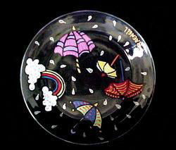 Raindrops & Rainbows Design - Hand Painted - Dinner/Display Plate - 10 inch diameterraindrops 