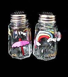 Raindrops & Rainbows Design - Hand Painted - Salt & Pepper Shakers, 2.5 oz.. Set of 2raindrops 