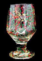 Regal Poinsettia Design - Hand Painted - High Ball - All Purpose Glass - 10.5 oz.regal 