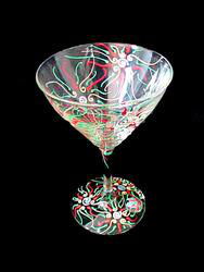 Regal Poinsettia Design - Hand Painted - Martini - 7.5 oz.regal 