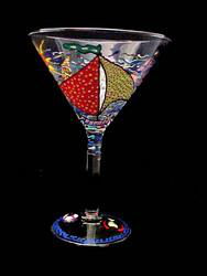 Sailboat Regatta Design - Hand Painted - Grande Martini - 10 oz.sailboat 