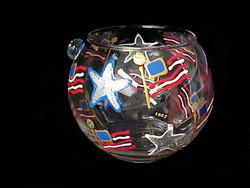 Stars & Stripes Design - Hand Painted - 19 oz. Bubble Ball with candlestars 