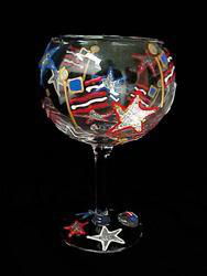 Stars & Stripes Design - Hand Painted - Goblet - 12.5 oz.stars 