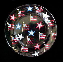 Stars & Stripes Design - Hand Painted - Platter/Serving Plate - 13 inch diameterstars 