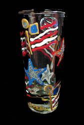 Stars & Stripes Design - Hand Painted - Collectible Shooter Glass - 1.5 oz.stars 