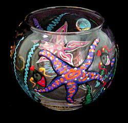 Stars of the Sea Design - Hand Painted - 19 oz. Bubble Ball with candlestars 