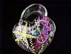 Stars of the Sea Design - Hand Painted - Heart Shaped Box - 2 pieces - 4.5 inch diameterstars 