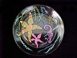 Stars of the Sea Design - Hand Painted - Dinner/Display Plate - 10 inch diameterstars 