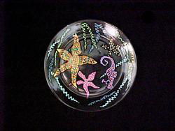 Stars of the Sea Design - Hand Painted - Snack/Cake Plate - 7 inch diameter.stars 