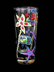 Stars of the Sea Design - Hand Painted - Collectible Shooter Glass - 1.5 oz.stars 