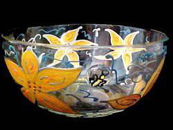 Sunflower Majesty Design - Hand Painted - Serving Bowl - 11 inch diametersunflower 