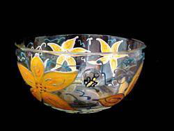Sunflower Majesty Design - Hand Painted - Serving Bowl - 8 inch diametersunflower 