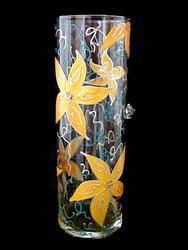 Sunflower Majesty Design - Hand Painted - Large Cylinder Vase - 10 inches tallsunflower 