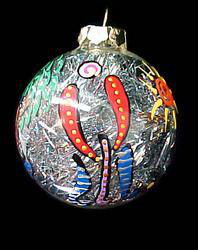 Tees & Greens Design - Hand Painted - Heavy Glass Ornament - 3.25 inch diameter.tees 