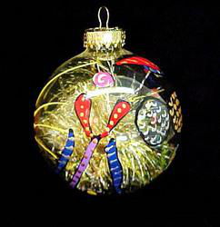 Tees & Greens Design - Hand Painted - Heavy Glass Ornament - 2.75 inch diameter.tees 