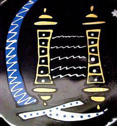 Torah & Candles Design - Hand Painted - Platter/Serving Plate - 13 inch diametertorah 