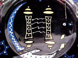 Torah & Candles Design - Hand Painted - Dinner/Display Plate - 10 inch diametertorah 