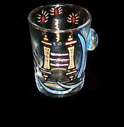 Torah & Candles Design - Hand Painted - Collectible Shot Glass - 2 oz.torah 