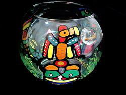 Totem Poles Design - Hand Painted - 19 oz. Bubble Ball with candletotem 