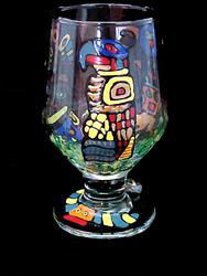 Totem Poles Design - Hand Painted - High Ball - All Purpose Glass - 10.5 oz.totem 