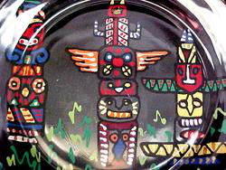 Totem Poles Design - Hand Painted - Platter/Serving Plate - 13 inch diametertotem 