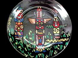 Totem Poles Design - Hand Painted - Dinner/Display Plate - 10 inch diametertotem 