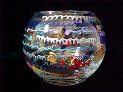 Under the Sea Design - Hand Painted - 19 oz. Bubble Ball with candlesea 
