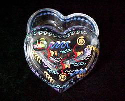 Under the Sea Design - Hand Painted - Heart Shaped Box - 2 pieces - 4.5 inch diametersea 