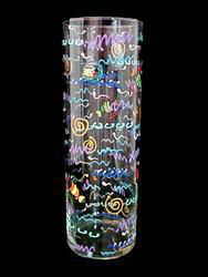 Under the Sea Design - Hand Painted - Large Cylinder Vase - 10 inches tallsea 