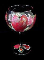 Valentine Treasure Design - Hand Painted - Goblet - 12.5 oz.valentine 