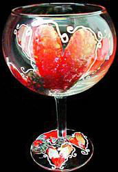 Valentine Treasure Design - Hand Painted - Grande Goblet - 17.5 oz.valentine 