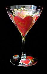 Valentine Treasure Design - Hand Painted - Martini - 7.5 oz.valentine 