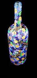 Wines & Vines Design - Hand Painted - Wine Bottle with Hand Painted Stopperwines 