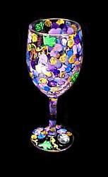 Wines & Vines Design - Hand Painted - Wine Glass - 8 oz..wines 