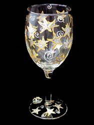 Wishing on the Stars Design - Hand Painted - Wine Glass - 8 oz..wishing 