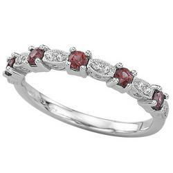 14K White Gold Ruby & Diamond Band Ringwhite 