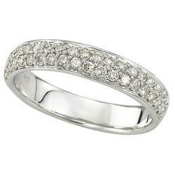 14K White Gold Pave Set Round Diamond Anniversary Band Ringwhite 