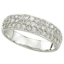 14K White Gold Pave Set Round Diamond Anniversary Band Ring (0.75 ctw)white 