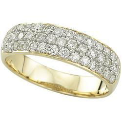 14K Yellow Gold Pave Set Round Diamond Anniversary Band Ring (0.75 ctw)yellow 