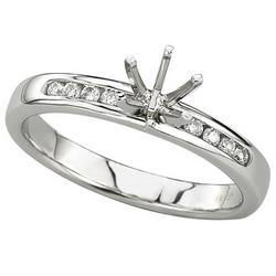 14K White Gold Channel Set Round Diamond Semi Mount Engagement Ringwhite 