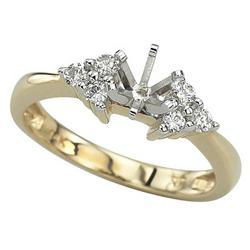14K Yellow Gold Prong Set Round Diamond Semi Mount Engagement Ring (0.20 ctw)yellow 