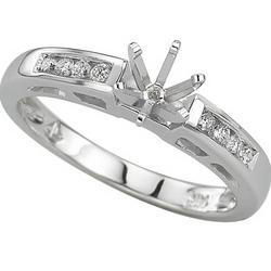 14K White Gold Channel Set Round Diamond Semi Mount Engagement Ringwhite 