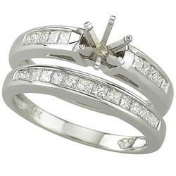 14K White Gold Channel Set Princess Cut Diamond Semi Mount Engagement Ring (0.50 ctw)white 