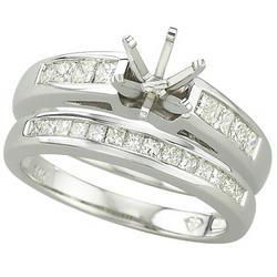 14K White Gold Channel Set Princess Cut Diamond Semi Mount Engagement Ring (0.75 ctw)white 