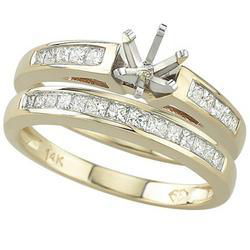 14K Yellow Gold Channel Set Princess Cut Diamond Semi Mount Engagement Ring (0.50 ctw)yellow 