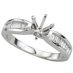 14K White Gold Channel Set Tapered Baguette Cut Diamond Semi Mount Engagement Ringwhite 