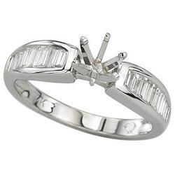 14K White Gold Channel Set Tapered Baguette Cut Diamond Semi Mount Engagement Ring (0.50 ctw)white 